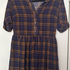 Topshop Blue and Brown Plaid Dress